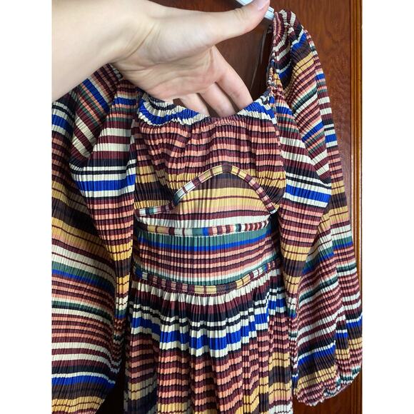 NWT Rainbow Zara Sexy Stripe Bishop Sleeve Mini Dress Small Blogger Favorite - Picture 7 of 9